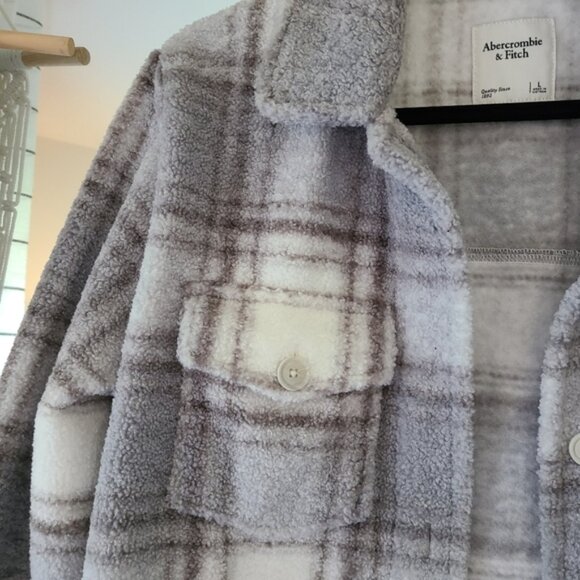 Abercrombie plaid sherpa shirt jacket large - Picture 3 of 16